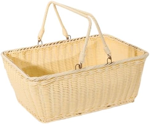 Baoblaze Outdoor PP Woven Picnic Basket Organizer, with Foldable Handle Multifunctional for Park Farmhouse Dining Table Small Sundries, 40cmx30cmx18cm by Unknown