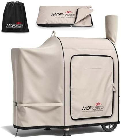Foldable Grill Cover for Traeger Pro 22/575 Series, Waterproof 600D Heavy Duty Wood Pellet Smoker Cover, Fade＆Tear Resistant Pellet Grill Cover for Pro 20 Lil’ Tex Elite 22 Khaki by Unknown