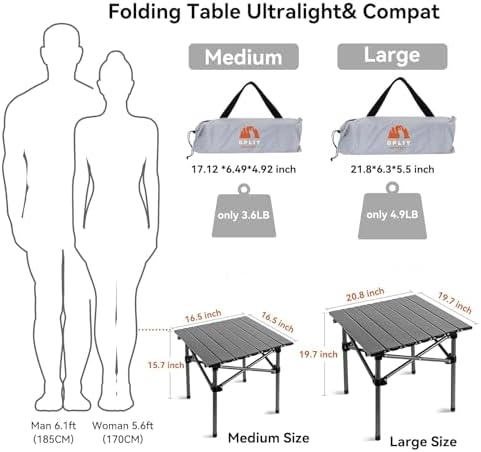 Opliy Portable Folding Camping Table for 2-4 Persons Aluminum Collapsible Table Lightweight with Carry Bag for Camping, Hiking, Picnics, BBQ, Beach Trips & Tailgating - Image 2