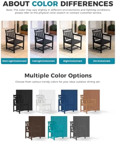 Ciokea HDPE Outdoor Dining Set of 6, Patio Table and Chairs Sets, Black - Image 6