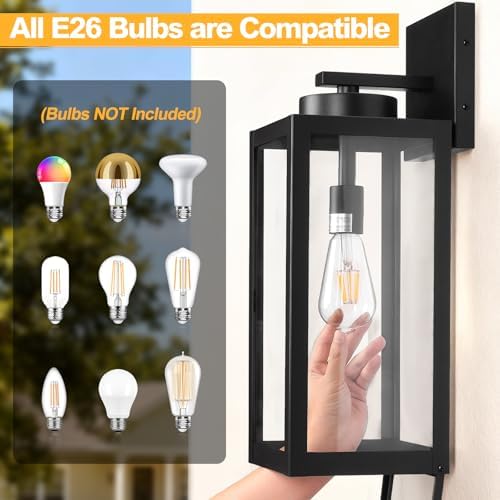 20" Black Large Outdoor Wall Lights with Closed Bottom, Front Porch Lights - Image 4