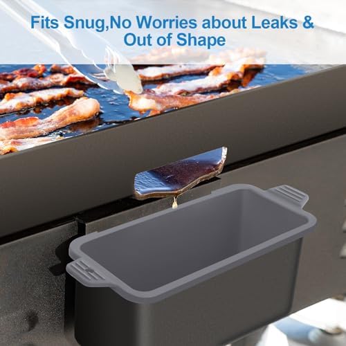 2 PCS Silicone Grease Cup Liners for Blackstone 36 28 22 17 Inch Griddle,Reusable Grease Catcher Cup Liner Grill Grease Tray,Durable Drip Pans Blackstone Griddle Accessories,Grey - Image 3