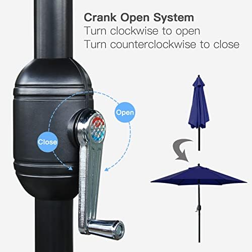 Sunnyglade 7.5' Patio Umbrella Outdoor Table Umbrella Tilt Crank Navy Blue - Image 3