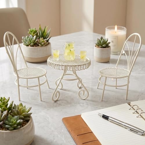 6 PCS Dollhouse 1/12 Miniatures Bistro Table Chair Set with Accessories - Image 6