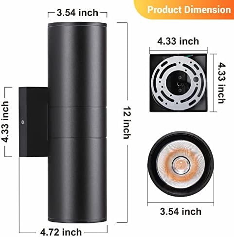 DAKAFUL Up and Down Wall Lights 1 Pack, Cylinder Outdoor Wall Sconce Light Aluminum Modern Outdoor Light Fixture and Exterior Wall Sconces Anti-Rust Waterproof for Porch Patio Wet Location Door Way - Image 2