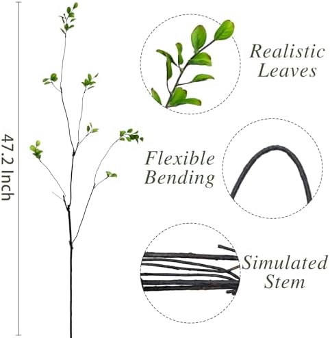 Waipfaru 8PCS Artificial Ficus Branches for Vase, Faux Greenery Stems for Vase Filler, 47in Realistic Flexible Eucalyptus Stems Fake Artificial Twig Plants Indoor Home Tables Centerpieces Office Decor - Image 4