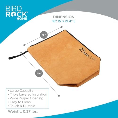 BIRDROCK HOME BBQ Resting Bag - Triple Layer Insulated Meat Resting Bag with Wide Zipper Opening, Premium Quality Tyvek, Portable, Reusable, 21.4" x 16" - Ideal for Briskets, Shoulders, & Large Cuts - Image 5
