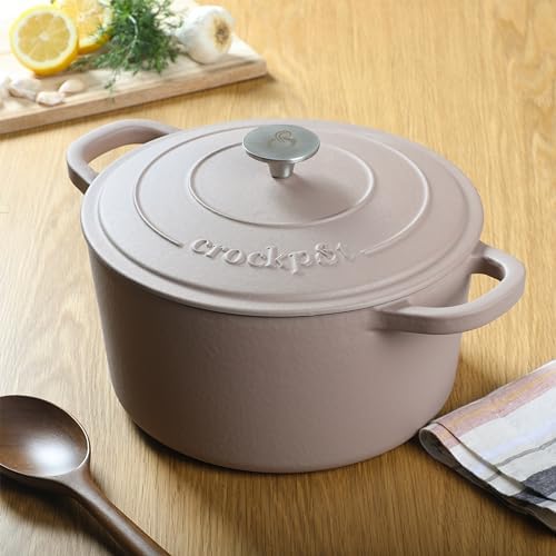Crock-Pot Artisan 5-Quart Round Cast Iron Dutch Oven with Lid – Matte Dusty Pink, Durable Oven Safe Cookware - Image 4