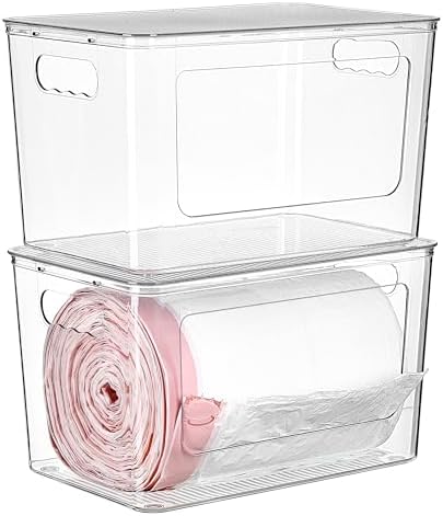 Vtopmart 2 Pack Clear Trash Bag Holder, Stackable Garbage Bag Dispenser by Vtopmart