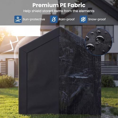 Goplus 7.2 x 5.2 FT Portable Storage Shed, Outdoor Carport Garage Tent - Image 3
