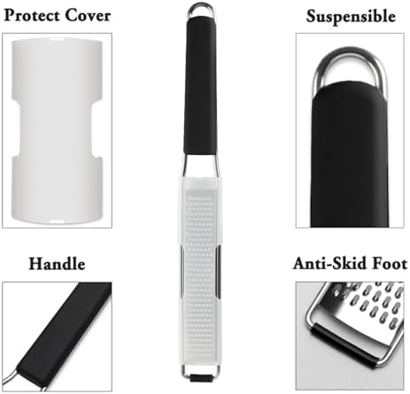 Cambom Lemon & Citrus Zester, Cheese Graters with Stainless Steel Sharp Blade for Parmesan Cheese, Ginger, Garlic, Nutmeg, Chocolate, Vegetables, Fruits, Dishwasher Safe Shredder Fine Blade - Image 4