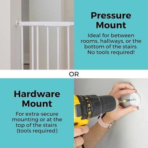 Toddleroo by North States - StepSafe Extra Wide Auto-Close Baby Gate: Pressure or Hardware Mount Metal Safety Gate with Swing Control - Adjustable 29-55 Inches Wide; 30 Inches Tall - White - Image 4
