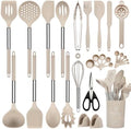 NCUE 28-Piece Silicone Kitchen Utensils Set with Stainless Steel Handles by NCUE