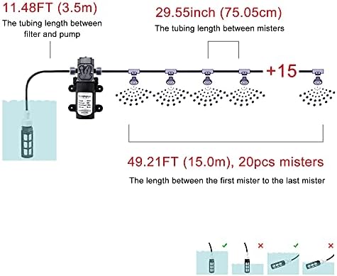 Outdoor Misting Cooling System with Pump Kit, 49.2FT(15M) Misting Line - Image 3