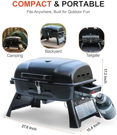 Brand-Man Portable Propane Gas Grill 1 Burner 10,000 BTU 240 sq.in. - Image 7