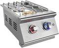Double Grilling Side Burners for Outdoor Kitchen, 2 * 17,000BTU Liquid Propane Burners, Convertible to Natural Gas, Duty Heavy 304 Stainless Steel, Built-in Side Burner for BBQ Island Grill by Livory