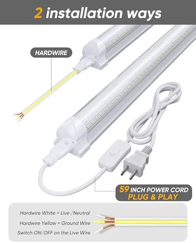 8FT 6 Pack LED Shop Lights, 120W 18000LM 6000K Garage Lighting - Image 2