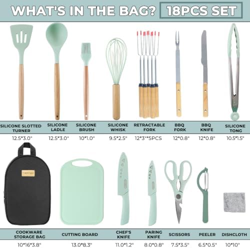 Camping Cooking Utensils Set, Silicone Cookware for Travel BBQ - Image 2