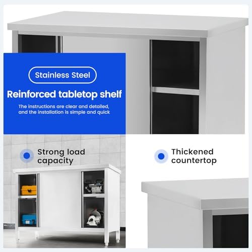 Hally Stainless Steel Cabinet 30"x48" Commercial Heavy Duty Prep Workbench - Image 5
