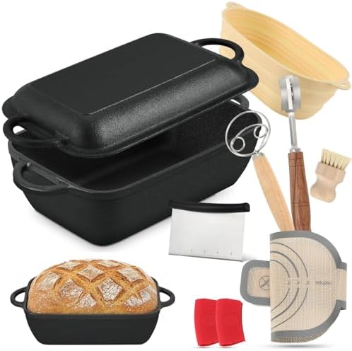 Oval Cast Iron Dutch Oven for Bread Baking, 6.35Qt Bread Baking Pan with Lid, Multi-Functional Dutch Oven Pot with Bread Baking Supplies for Bread Baking, Frying and Braising by Aukivon