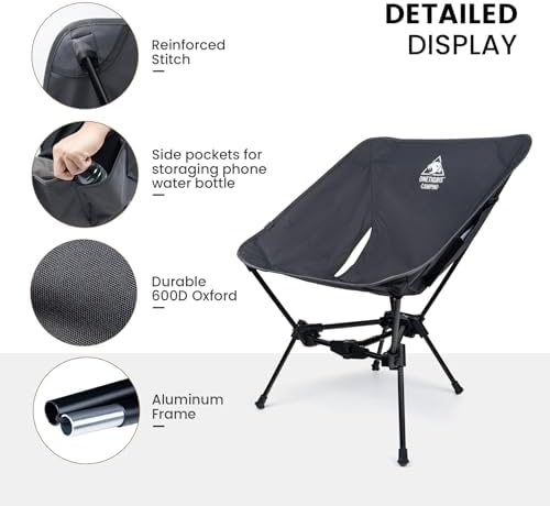 ONETIGRIS Tigerblade Camping Chair, Lightweight Folding Backpacking Hiking Chair, Compact Portable 330 lbs Capacity - Image 3