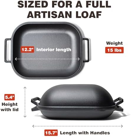 KUHA Cast Iron Bread Oven with Lid, Oval Dutch Oven for Sourdough Baking - Image 3