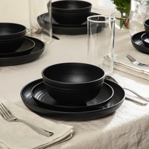 Gibson Home Plates and Bowls Set, 12 Piece Wheat Straw Dinnerware for 4 - Image 2