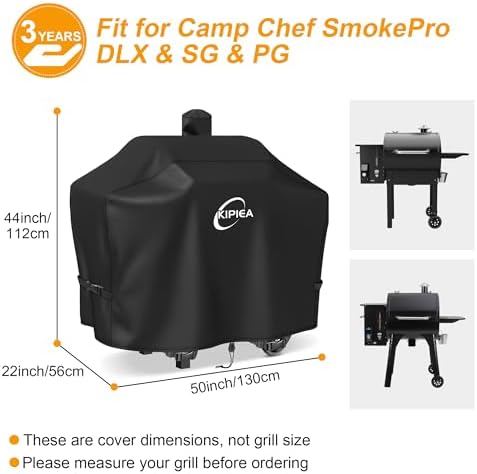 Kipiea 600D Heavy Duty Pellet Grill Cover for Camp Chef SmokePro 24 Series, Waterproof Wood Pellet Smoker Cover with Windproof Buckles, UV Resistant, No Tear, No Fading - Image 2