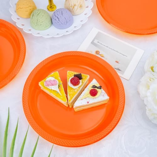 WELLIFE Orange Plastic Plates 10 Inch 50 Count Halloween Plates - Image 5