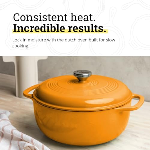 Lodge Essential Enamel Cast Iron Dutch Oven, 7.5 Quart, Apricot - Image 3