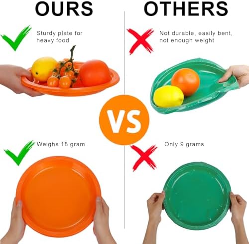WELLIFE Orange Plastic Plates 9 Inch 50 Count Halloween Plates - Image 4