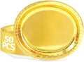 50 Pcs Foil Gold Disposable Oval Plates, 12.2" X 10.2" Large Paper Plates by QZYL
