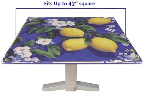 Fitted Tablecloths, Lemon and Tile Pattern Printed on Polyester Fitted Table Covers, Perfect for Everyday Use Home Decor, Fit for 42" x 42" Square Tables - Image 5