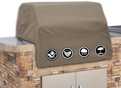 Covers & All Built-in Grill Cover for Outdoor Grill – Heavy Duty 12 oz Waterproof Built-in BBQ Grill Cover, PVC-Coated Polyester with Elastic Hem for Snug Fit (44 x 26 x 24 inches, Beige) by CoversAll