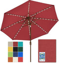 EliteShade USA 10-Year-Non-Fading 9ft Market Patio Umbrella, Commercial Grade Table Sun Umbrella with 80 Solar LED Lights, Crank Open, Windproof & UPF 50+ UV Protection for Garden, Deck, Pool, Backyard, Burgundy by EliteShade