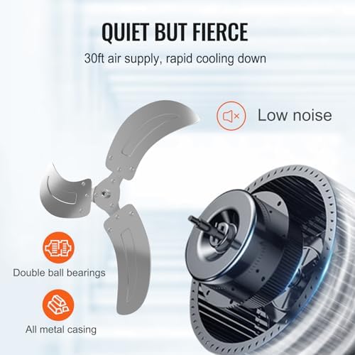 VEVOR 20 Inch Wall Mount Fan, Oscillating, 3-Speed, 4000 CFM, 2 Pack - Image 5