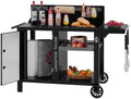 PC4001B 3-Tier Prep & Work Table with Middle Shelf Black by GrillsHouse