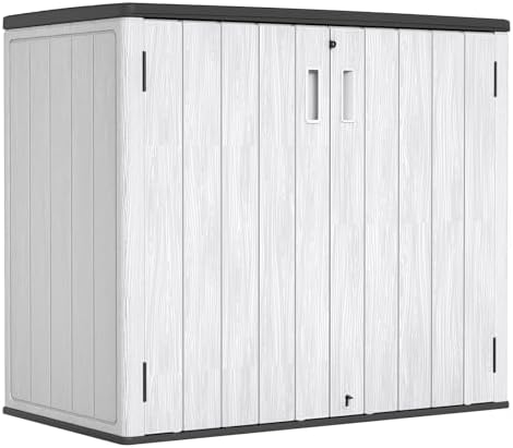 ZZM 37 Cu.ft Outdoor Storage Shed with Floor HDPE Double-Wall Resin Sheds Outdoor Storage, Lockable Weatherproof Storage Cabinet Fit for Garden Tools, Garage can, Bike, Patio Furniture, Grey by ZZM