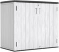 ZZM 37 Cu.ft Outdoor Storage Shed with Floor HDPE Double-Wall Resin Sheds Outdoor Storage, Lockable Weatherproof Storage Cabinet Fit for Garden Tools, Garage can, Bike, Patio Furniture, Grey by ZZM