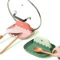 2-Pack Spoon Rest with Lid Holder for Kitchen Countertop (Pink&Green) by IYOOH