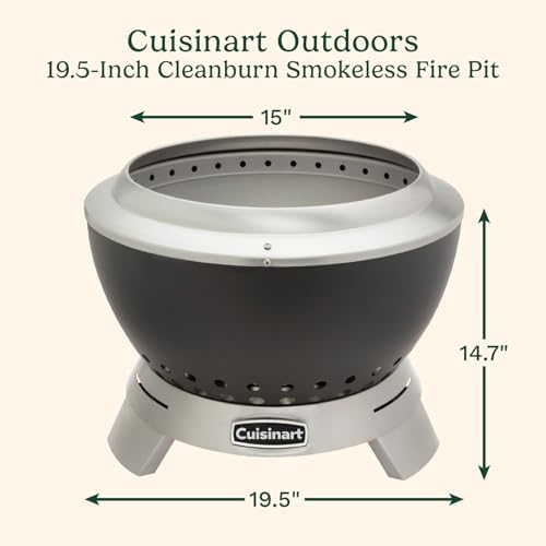 Cuisinart 19.5” Cleanburn Smokeless Fire Pit with Removable Base for Ash, Portable Wood Burning Outdoor Fireplace, Stainless Steel Smoke Free Outdoor Heater, Enhanced Airflow and Easy Cleanup - Image 2