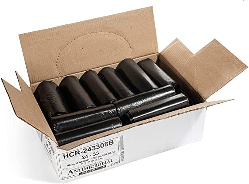 Aluf Plastics 12-16 Gallon Black Trash Bags (1000 Count) - 24" x 33" - 8 Micron Equivalent High Density Value Garbage Bags for Bathroom,Recycling(1 Pallet of 100 Cases, 100000 Bags Total) - Image 2