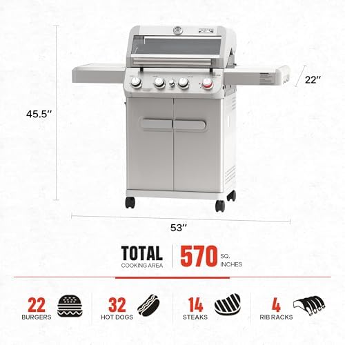 Monument Grills 4 Burner Propane Gas Grill, Stainless Steel Outdoor Patio Barbecue Grill with Cover, with Broil Zone Fast Heating, Knob Control, and Easy Cleanup, M410MBZ - Image 6
