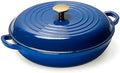 CAROTE 3.4QT Enamel Cast Iron Cookware, Skillet with Lid, Blue Dutch Oven by CAROTE