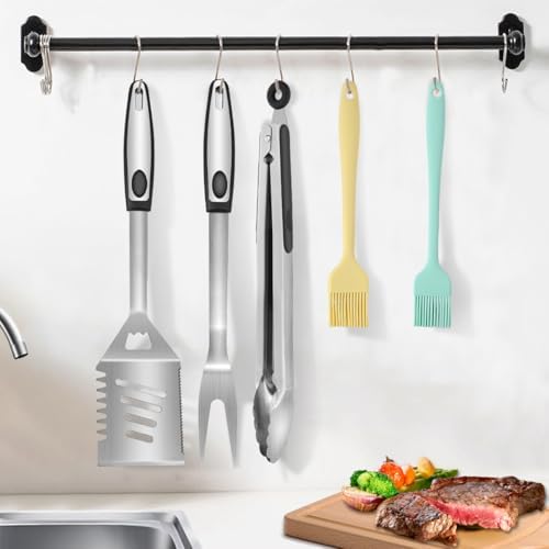 BBQ Grill Tool Set BBQ Grilling Accessories Set 8PC Barbecue Grill Tools Utensils Set for Outdoor with Spatula, Fork, Brush, Tongs, Seasoning Bottle Grilling Gifts for Men Dad - Image 6