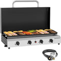 SKOK 4 Burner Gas Griddle with Hood- 30 Inch Outdoor Propane Griddle-60000 BTU Propane Fuelled, Portable Flat Top Gas Grill Camping Griddle with Lid for Kitchen, Outdoor BBQ, Camping by SKOK