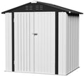 JUMMICO Metal Outdoor Storage Shed 6 x 4 FT Metal Shed with Lockable Door,Waterproof Garden Tool Shed Storage House for Backyard Patio Lawn,White by JUMMICO