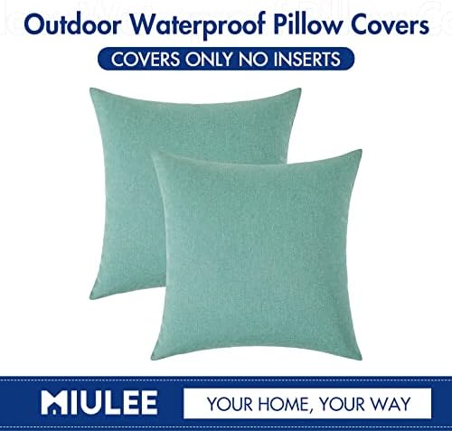 MIULEE Decorative Outdoor Pillow Covers Waterproof 12x12 Teal - Image 6