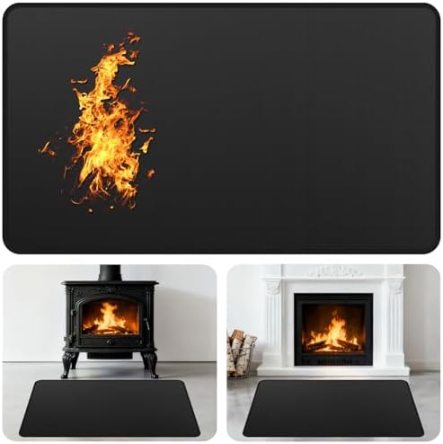 Fireplace Mat Fireproof, 42 x 24 Inch Hearth Rugs for Fireplaces Fire Resistant, Indoor Fire Pit Wood Stove Pads, Outdoor Under Grill Mats, Protect Floors and Decks from Sparks Embers by GRIBUDDY