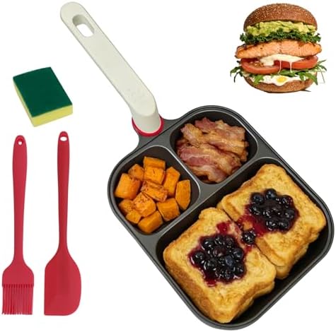 Egg Pan, 3 in 1 Breakfast Skillet with Divided Sections for Eggs by Unknown